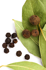 Image showing bay leafs and black pepper