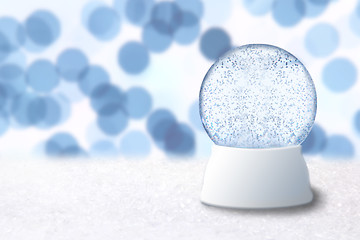 Image showing Christmas Snow Globe With Blue Holiday Background