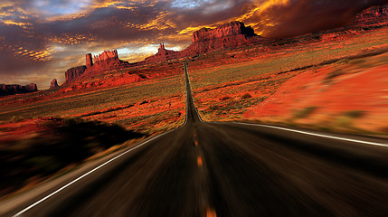 Image showing Sunset Fantasy Image of Monument Valley