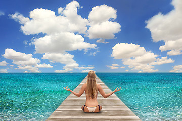 Image showing Beach Scene on a Bright Day With Woman