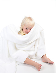 Image showing Boy Playing Peek a Boo With a Towel