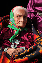 Image showing Navajo Elder Wearing Traditional Turquiose Jewelry