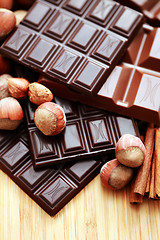 Image showing chocolate with hazelnuts and cinnamon