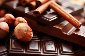 Image showing chocolate with hazelnuts and cinnamon