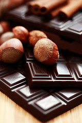 Image showing chocolate with hazelnuts and cinnamon