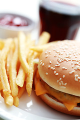 Image showing cheeseburger and french fries