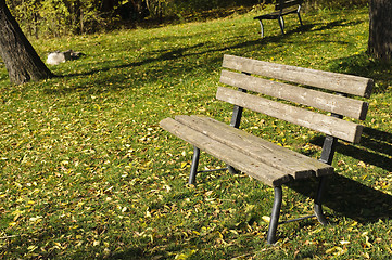 Image showing Empty park bench