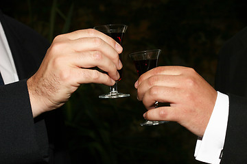 Image showing Toasting with sherry