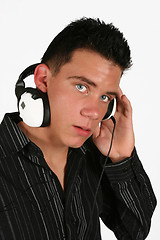 Image showing DJ  listening to his favorite music