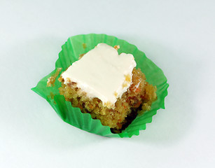 Image showing a mini square carrot cake topped with white icing