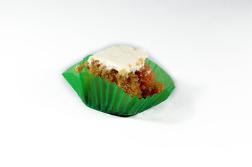 Image showing a mini square carrot cake topped with white icing