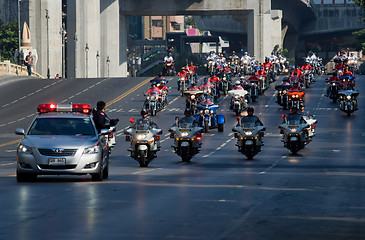 Image showing Motorbike parade in Bangkok, Thailand