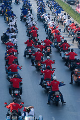 Image showing Motorbike parade in Bangkok, Thailand