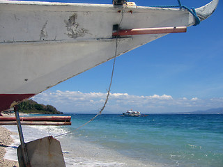 Image showing bancas on verde island near puerta galera the philippines