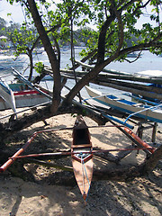 Image showing bancas in sabang puerto galera philippines