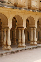 Image showing Empty corridor in an abandoned Amber Fort. India