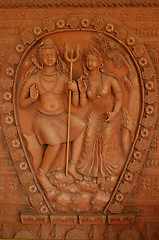 Image showing The statues of goddesses in Kali Mandir temple in New-Delhi, Ind