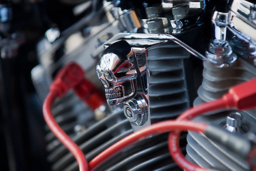 Image showing Chrome skull on motorbike engine