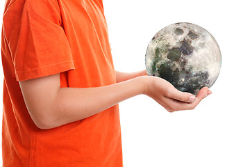 Image showing Hands cupping holding our moon