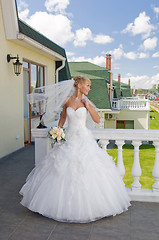 Image showing Bride on the balcony