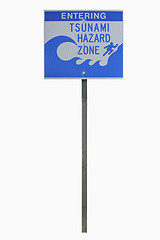 Image showing Real Tsunami Road Sign with clipping path.