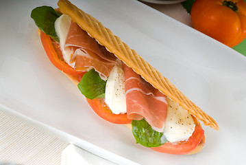 Image showing panini caprese and parma ham