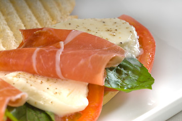 Image showing panini caprese and parma ham