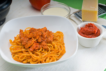 Image showing tomato and chicken pasta