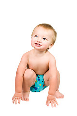 Image showing Cute Baby Boy Isolated Wearing Cloth Diaper 