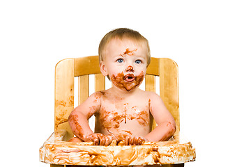 Image showing Messy Baby Boy Isolated