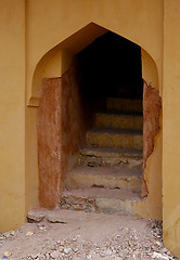 Image showing Broken entrance in an abandoned Amber Fort. Rajasthan, India