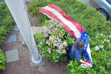 Image showing American Flag in Martha's Vineyard, MA, August 2008