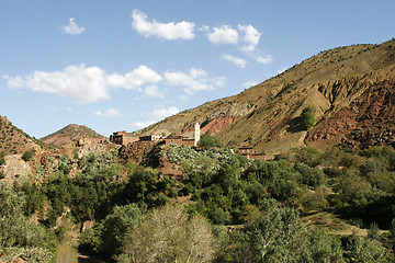 Image showing View of a village in the Atlas Mountains, Morocco