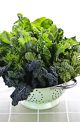 Image showing Dark green leafy vegetables in colander