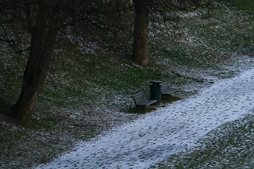 Image showing Empty bench in winter