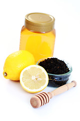 Image showing tea with honey and lemon