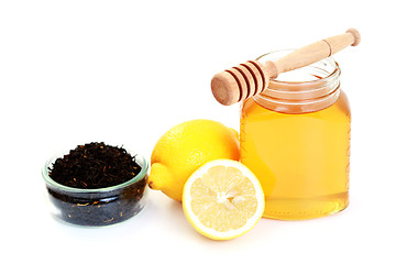 Image showing tea with honey and lemon