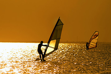 Image showing Two windsurfers