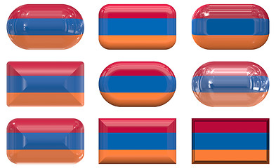 Image showing nine glass buttons of the Flag of Armenia