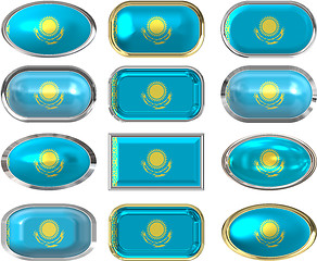 Image showing 12 buttons of the Flag of Kazakhstan