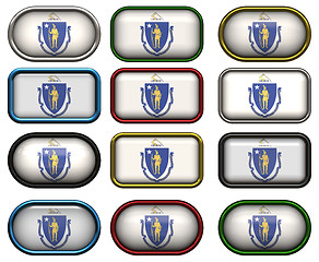 Image showing 12 buttons of the Flag of massachusetts