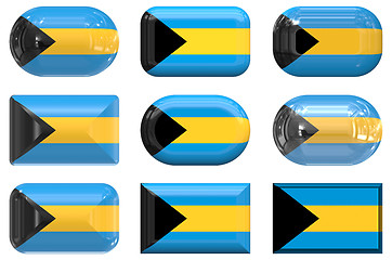 Image showing nine glass buttons of the Flag of Bahamas