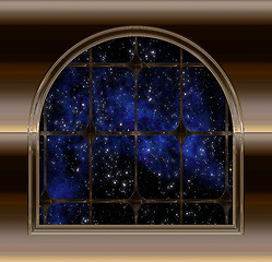 Image showing window looking out to space or night sky
