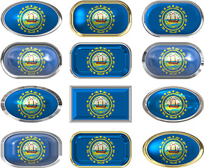 Image showing 12 buttons of the Flag of New Hampshire