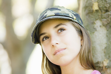 Image showing Portrait of Tween Girl in Cap