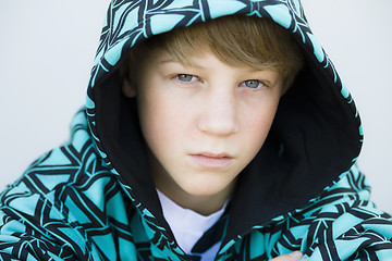 Image showing Boy in Hood Looking to Camera