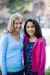 Image showing Two Girlfriends Smiling