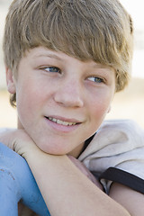 Image showing Portrait of Boy Looking Away From Camera