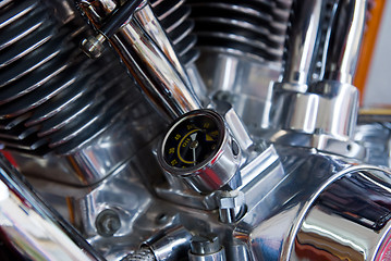 Image showing Oil pressure gauge on motorcycle engine