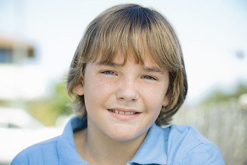 Image showing Portrait of Smiling Boy Outdoors